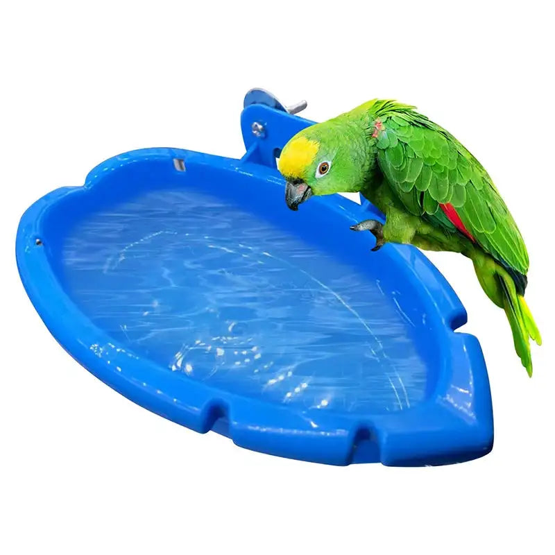 Multifunctional Blue Parrot Food & Bath Tray - Ideal for Animal Cages