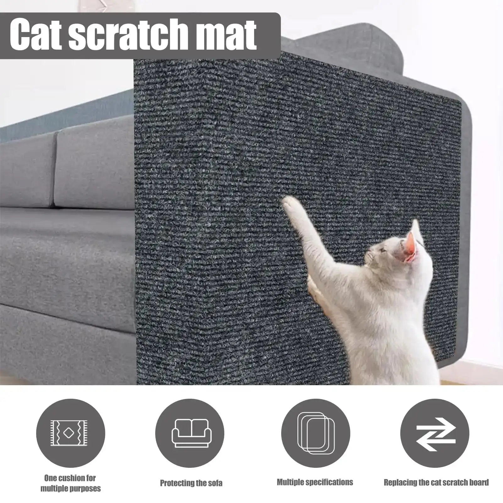 Anti-Cat Scratch Mat – Trimmable Self-Adhesive Carpet Pad for Furniture & Couch Protection!
