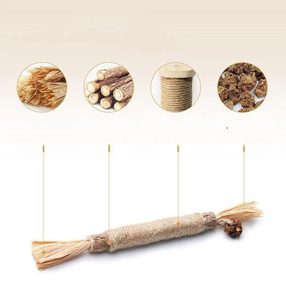 22cm Silvervine & Catnip Dental Chew Stick - Sisal Cat Scratching Toy for Teeth Cleaning & Training