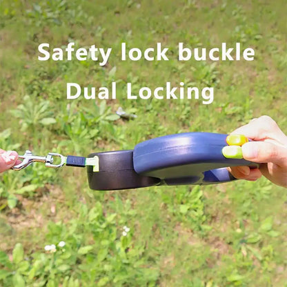 2-in-1 Auto-Retract Dual Dog Leash: LED Light + Tangle-Proof 360° Swivel & Poop Bag Dispenser