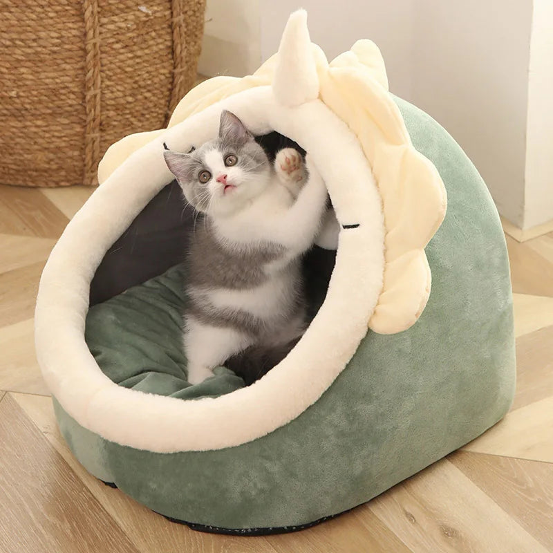 Cozy Pet Tent Cave Bed – Self-Warming Cat & Small Dog Hut – Comfortable, Foldable, and Washable!