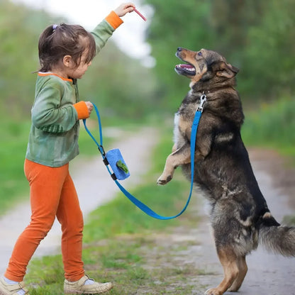 2-in-1 Hands-Free Poop Bag Dispenser w/Leash Clip & Storage Pocket - Waterproof
