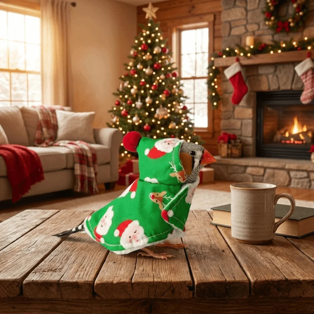 Thickened Christmas Parrot Cape – Windproof Warm Santa Claus Parrot Coat, Snap Fastening, Comfortable Bird Cold Weather Gear