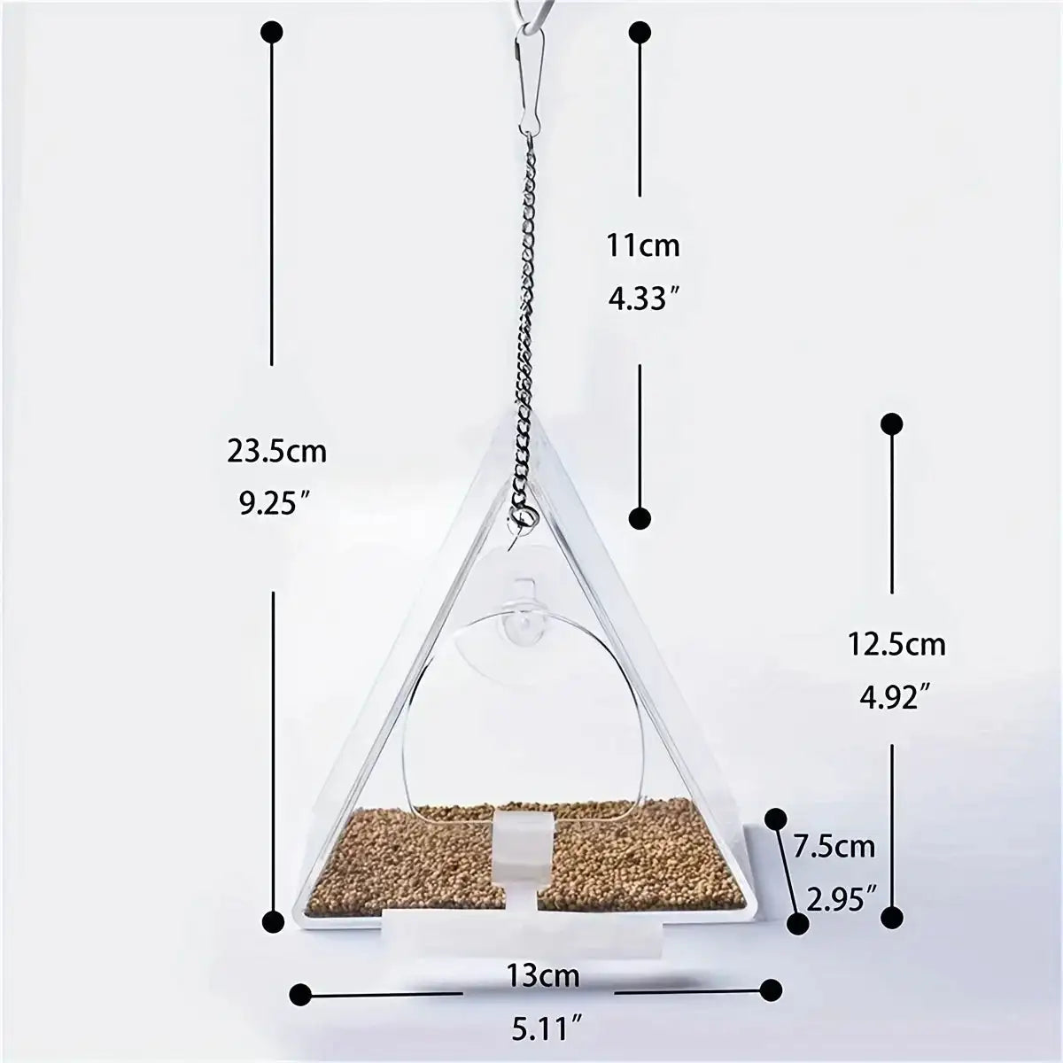 Window Bird Feeder with Ultra-Strong Suction Cups - Weather-Resistant Triangle Acrylic Design for Gardens and Patios