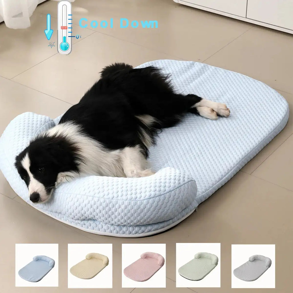 Ice Silk Cooling Dog Bed - Breathable Anti-Slip Pet Bed for Summer (Sizes XS-L)