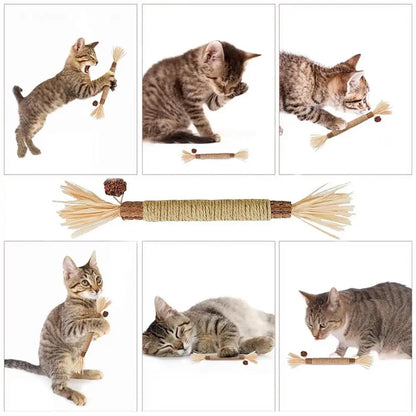 22cm Silvervine & Catnip Dental Chew Stick - Sisal Cat Scratching Toy for Teeth Cleaning & Training