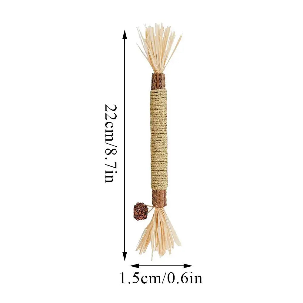22cm Silvervine & Catnip Dental Chew Stick - Sisal Cat Scratching Toy for Teeth Cleaning & Training