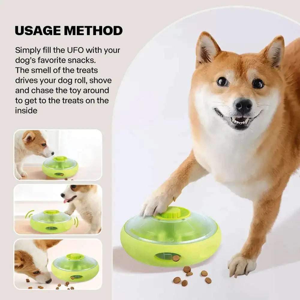 UFO Dog Treat Dispenser - Interactive Puzzle Slow Feeder Toy for Dogs