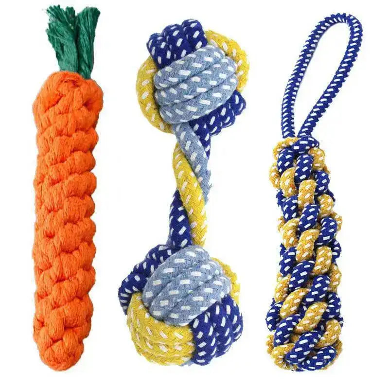 Carrot-Shaped Dental Chew Toy for Dogs – Durable Braided Cotton Rope Ball for Teeth Cleaning & Bite-Resistant Play