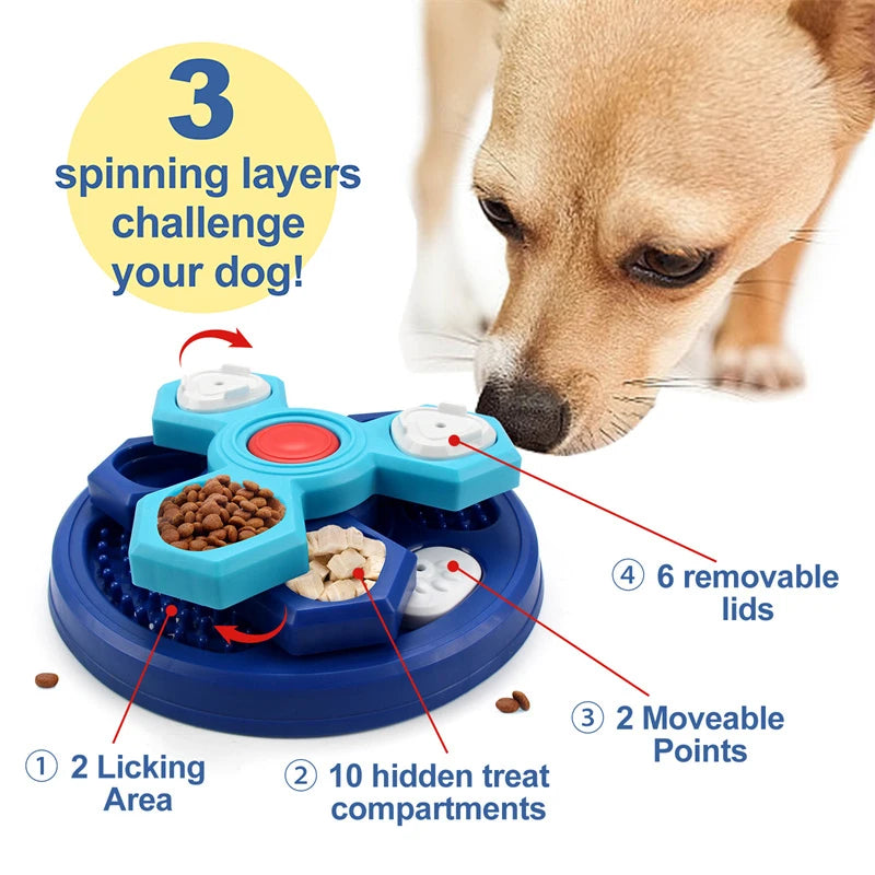 Adjustable IQ Puzzle Feeder: 3-in-1 Mental Stimulation Toy for Dogs - Slow Feeder, Treat Dispenser, Boredom Buster