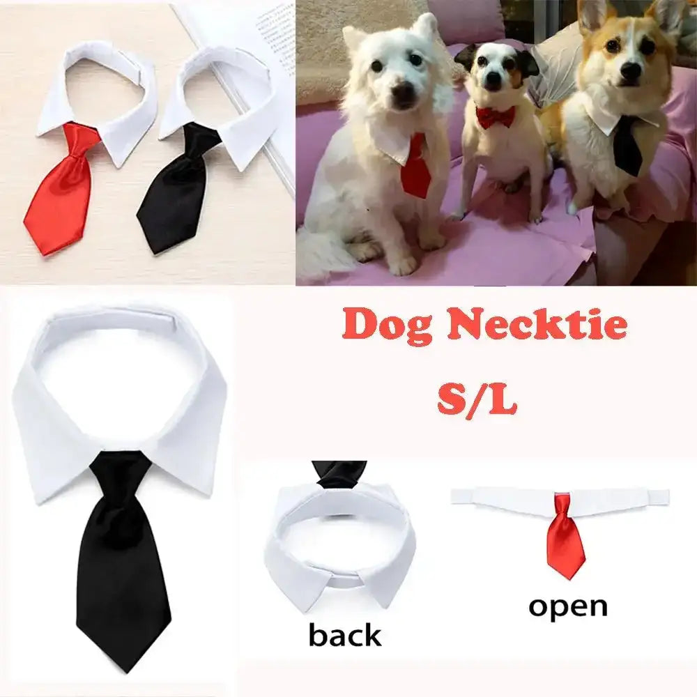 Elegant Pet Necktie Tuxedo Bow Tie - Black & Red Collar for Dogs & Cats - Perfect for Weddings, Holidays & Parties