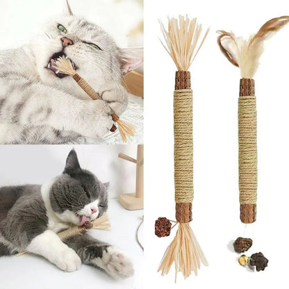 22cm Silvervine & Catnip Dental Chew Stick - Sisal Cat Scratching Toy for Teeth Cleaning & Training