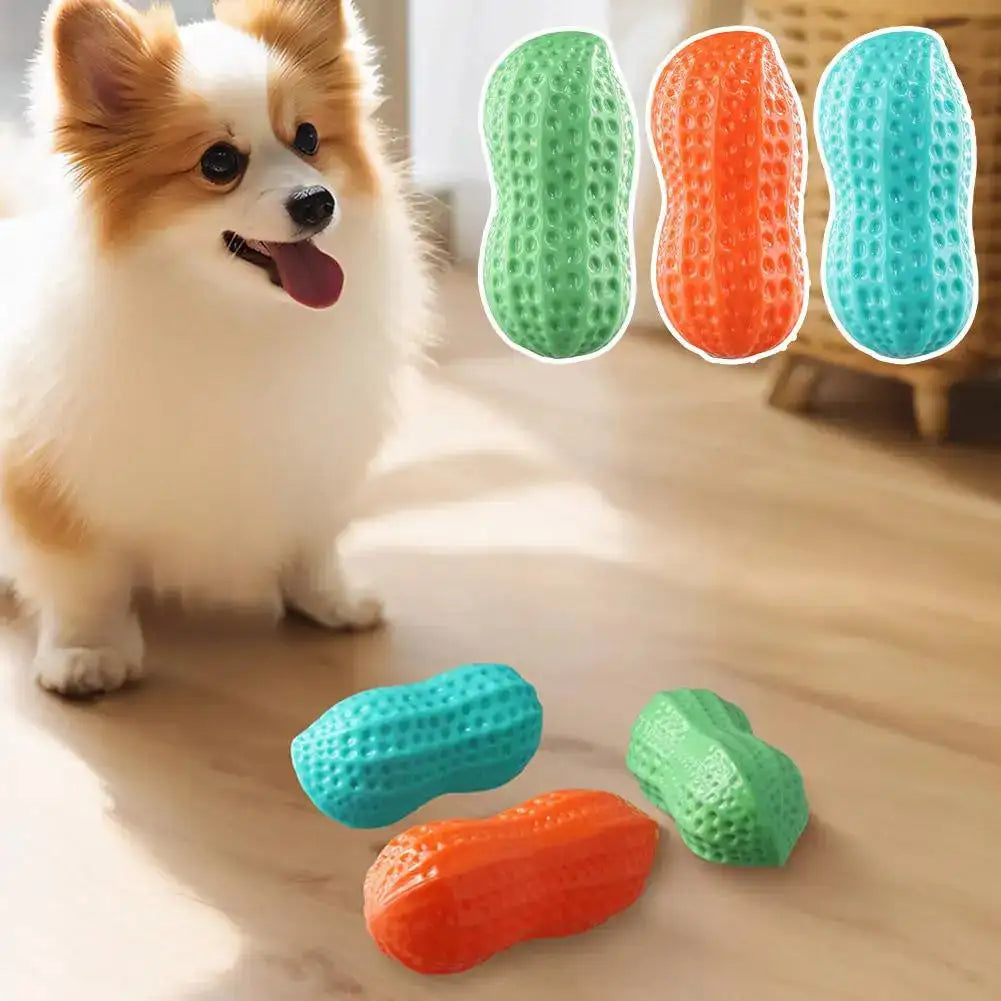 Squeaky Peanut Chew Toy - Bite-Resistant TPR for Small Dogs & Puppies