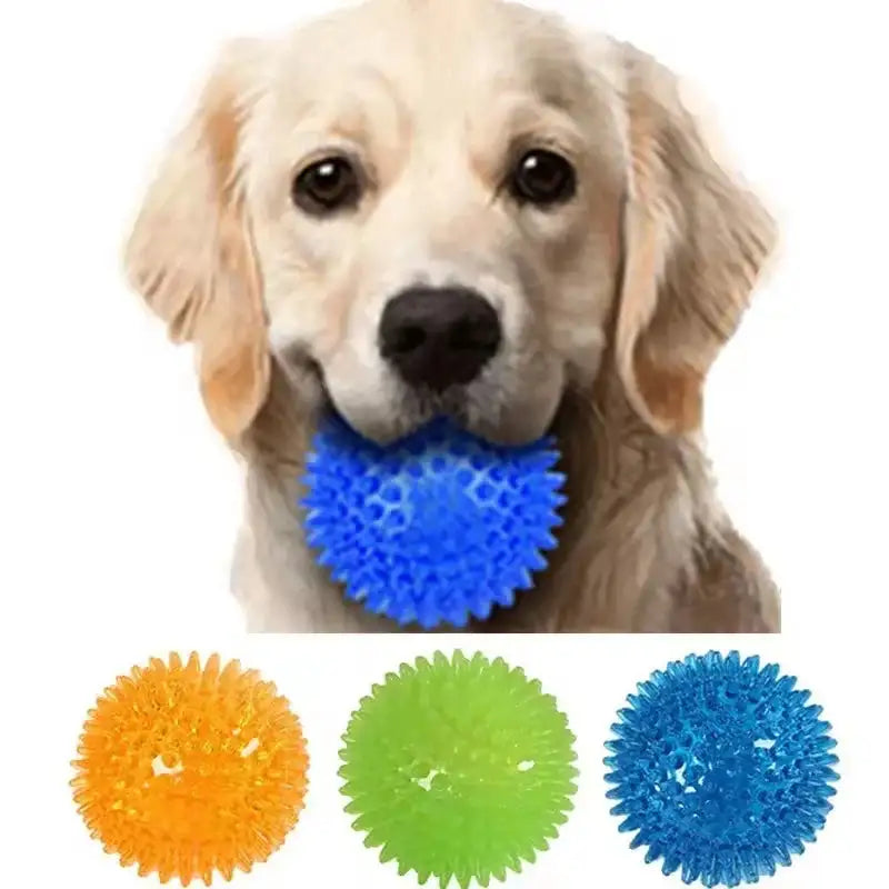 Spiky Dental Chew Ball - Squeaky Teeth Cleaning Toy for Dogs & Puppies
