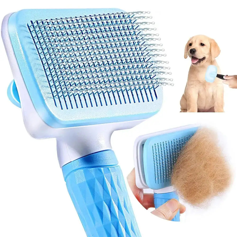 Dog & Cat Hair Remover Brush - Stainless Steel Grooming Comb for Long Hair Pets - Easy Cleaning & Massaging