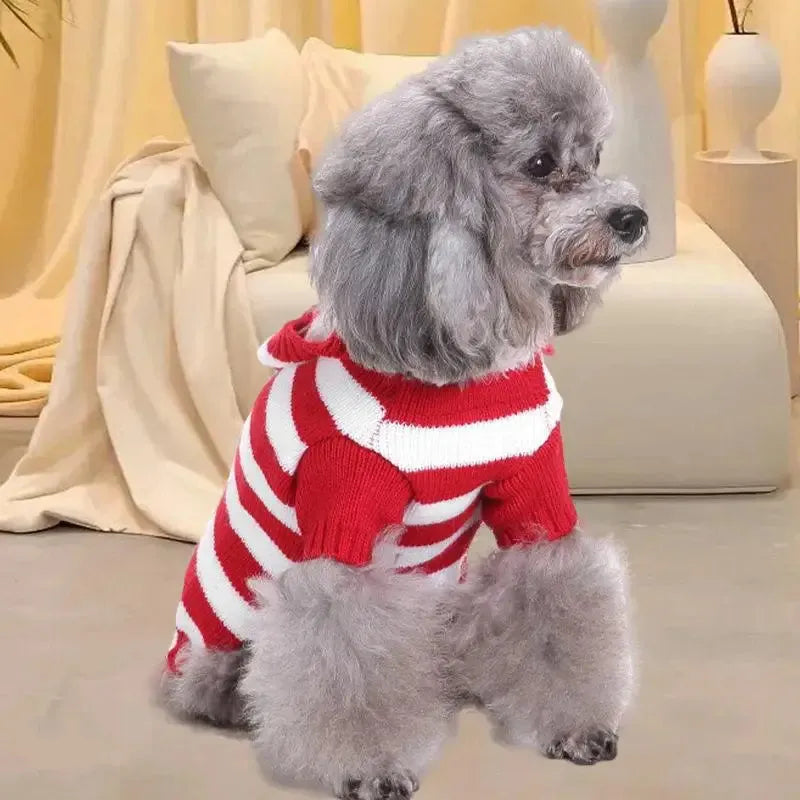 Christmas Knitted Sweater for Dogs & Cats – Warm Autumn Winter Thermal Pet Clothes with Collar, Functional Four-Legged Coat