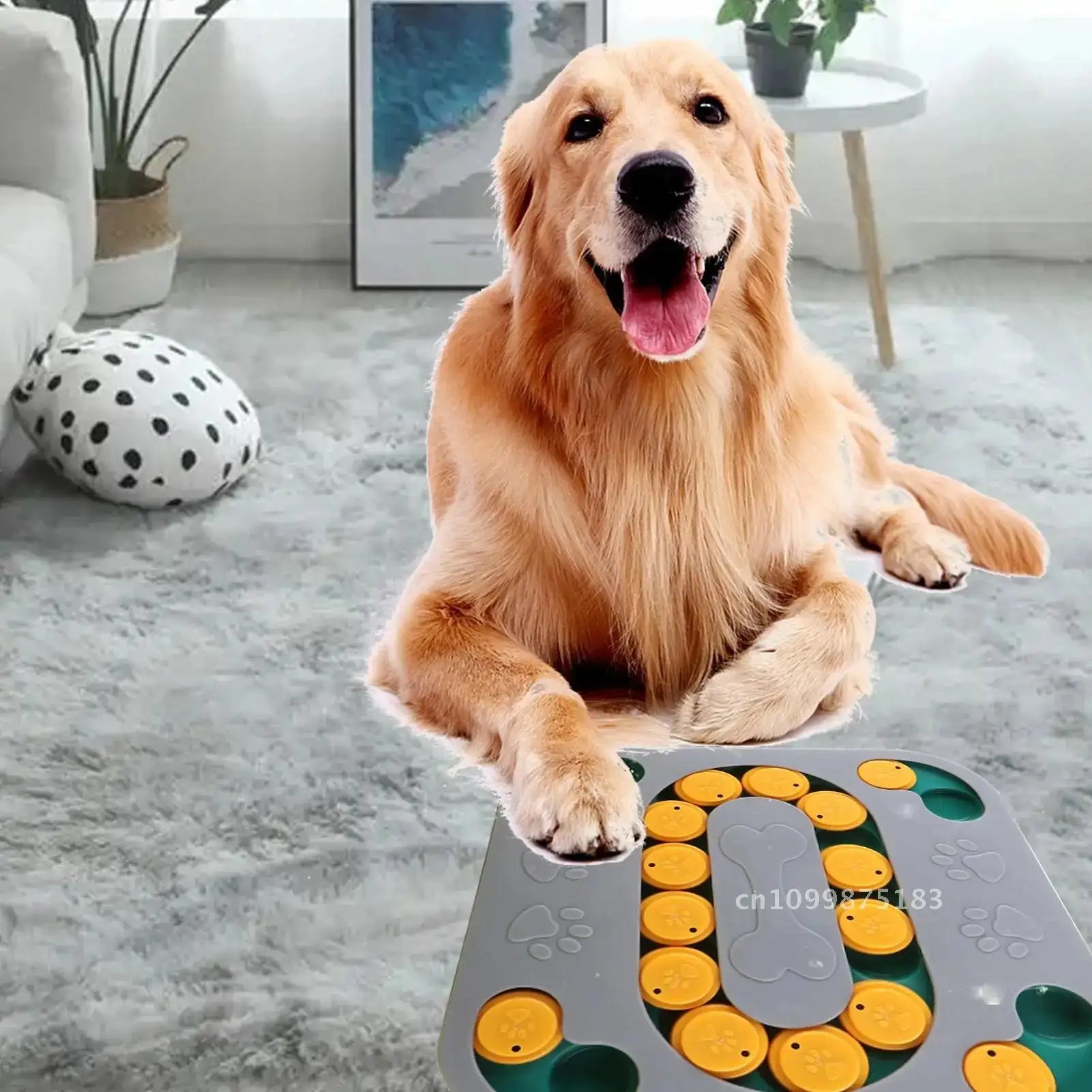 Plush-Covered Dog Puzzle Feeder - Adjustable Slow Feeder Toy for IQ Training & Mental Stimulation