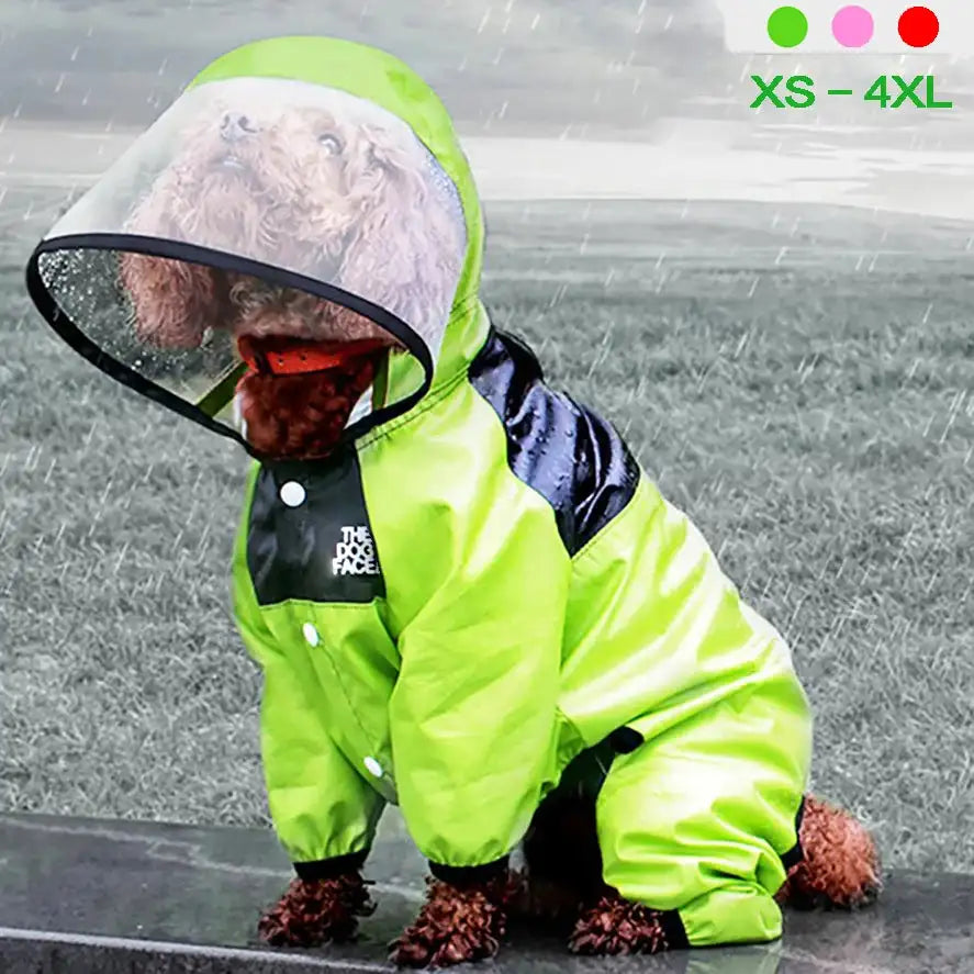 Fashionable Waterproof Dog Raincoat - Lightweight Jumpsuit with Hoodie for Small to Large Dogs