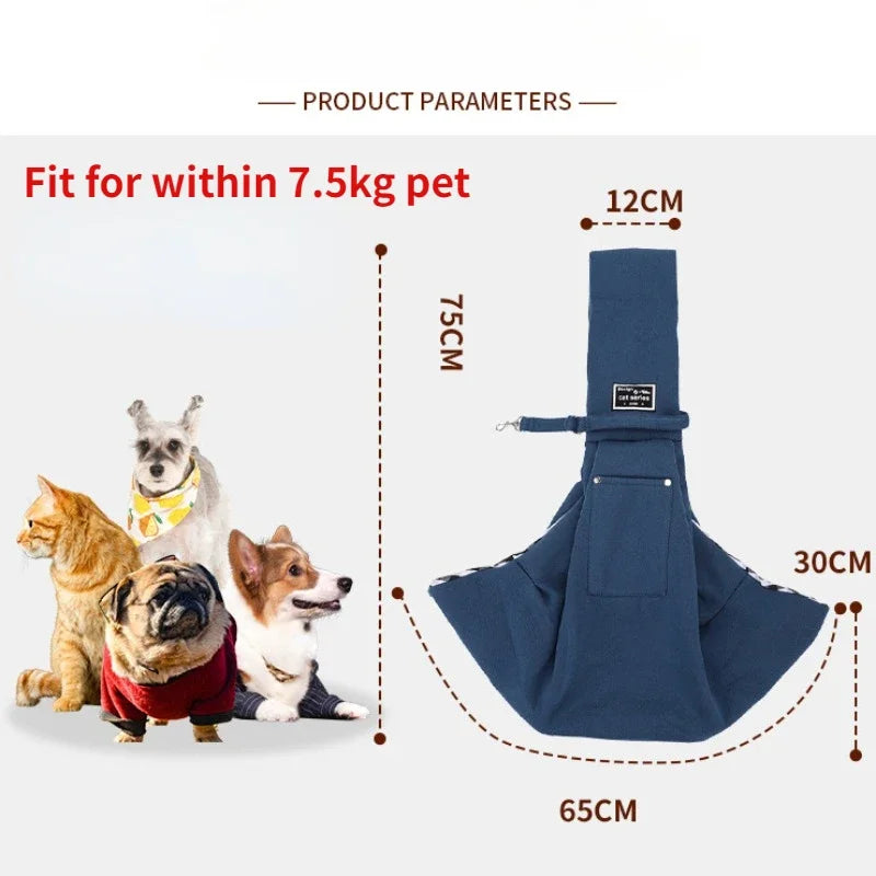 Pet carrier with dimensions and fit for pet weight information on a white background
