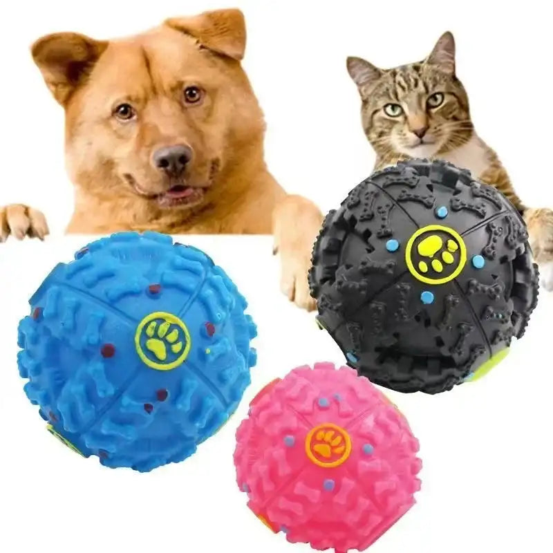 Squeaky Dental Chew Ball - Treat-Dispensing Interactive Puzzle Toy for Dogs & Cats