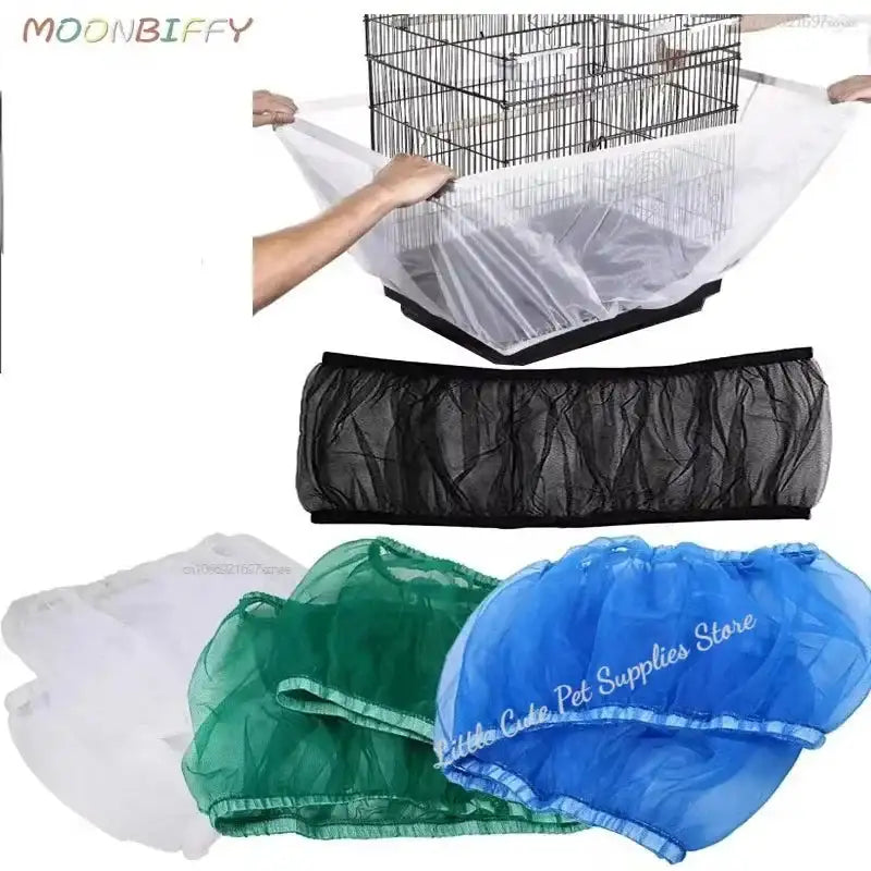 Mesh Bird Cage Cover - Easy-Clean Seed Catcher Guard for Parrots & Small Birds