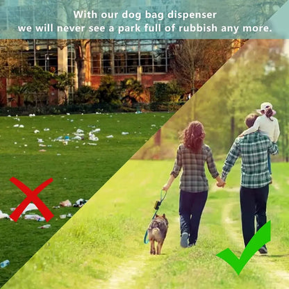 2-in-1 Hands-Free Poop Bag Dispenser w/Leash Clip & Storage Pocket - Waterproof