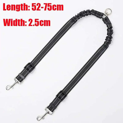 2-in-1 Auto-Retract Dual Dog Leash: LED Light + Tangle-Proof 360° Swivel & Poop Bag Dispenser