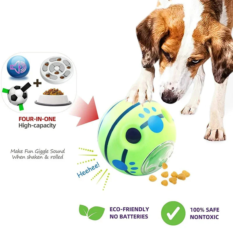 Benepaw Giggle Ball - Treat-Dispensing Puzzle Toy with Squeaky Sounds for All Dog Sizes
