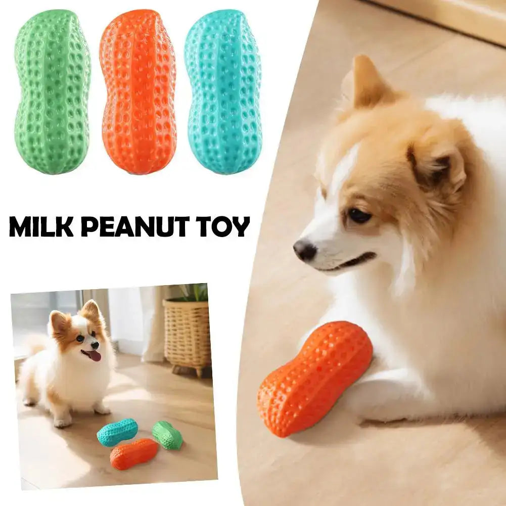 Squeaky Peanut Chew Toy - Bite-Resistant TPR for Small Dogs & Puppies
