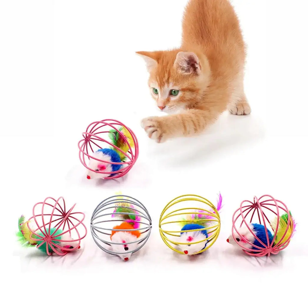 Assorted Cat Teaser Wand - Feather/Bell/Mouse Interactive Toy