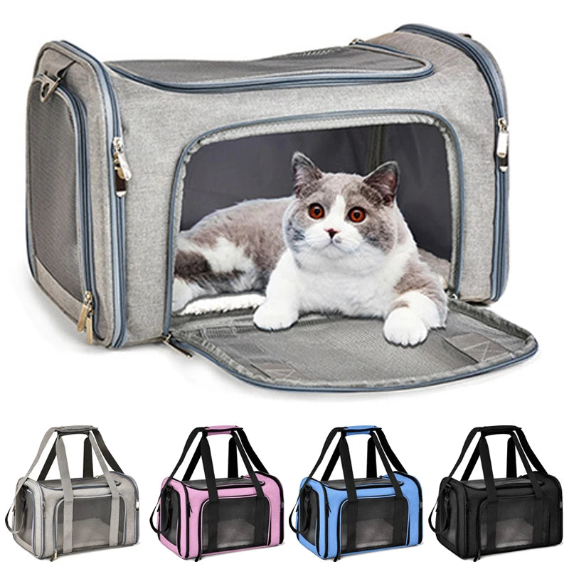 Portable Dog Cat Carrier Bag – Soft-Sided Backpack Pet Carrier, Travel Bags Airline Approved, Transport Handbag for Small Pets