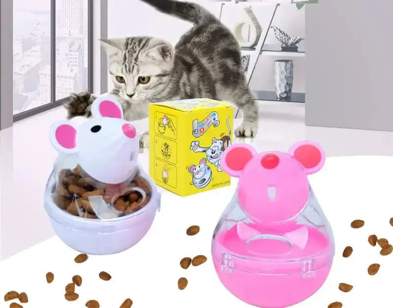 Interactive Mouse Tumbler Cat Toy – Slow Feeder Puzzle with Food Dispenser for Kittens & Cats