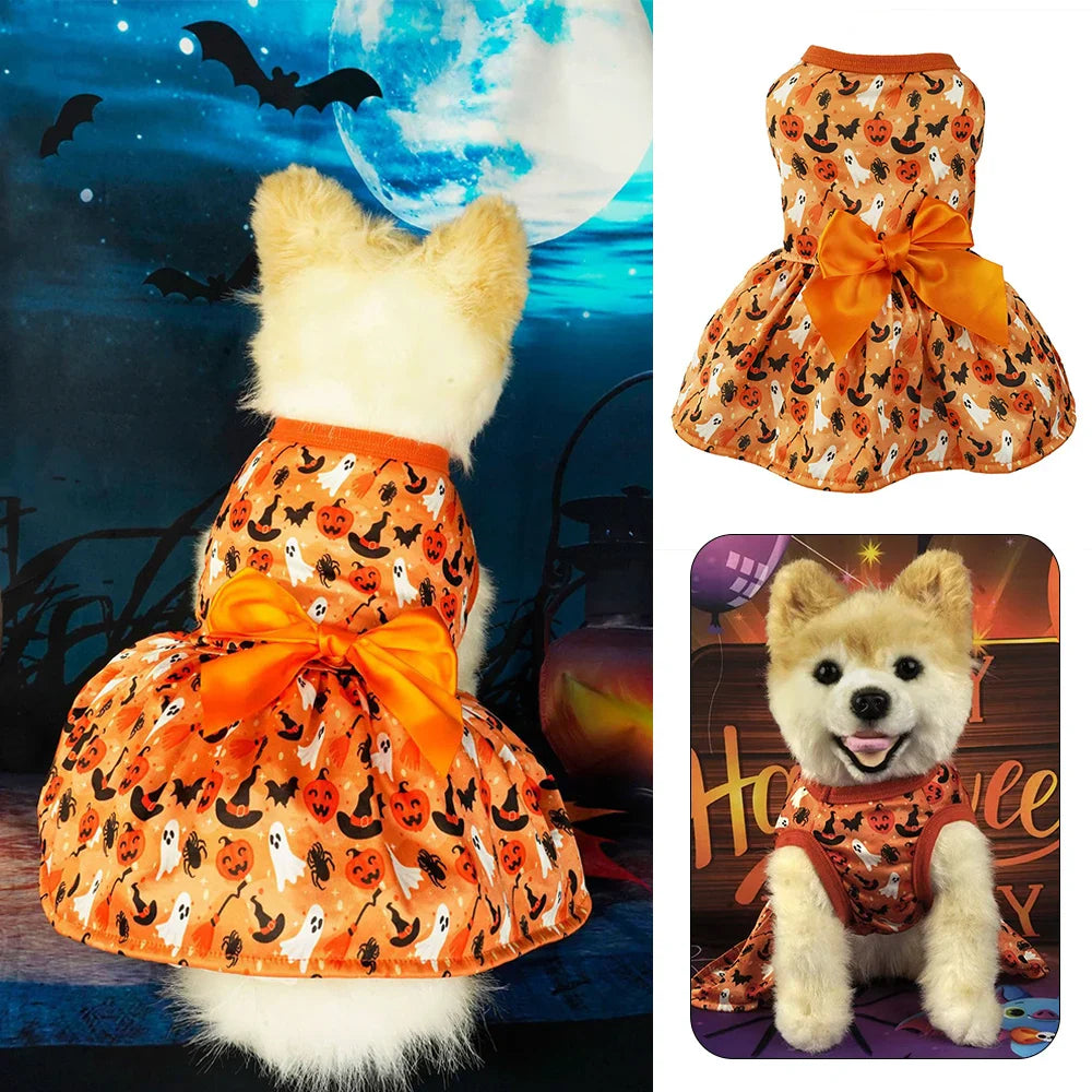 SpookyPumpkin 2-in-1 Pet Costume - Bat Wing Dress with Matching Hat for Halloween & Cosplay (S-XL)