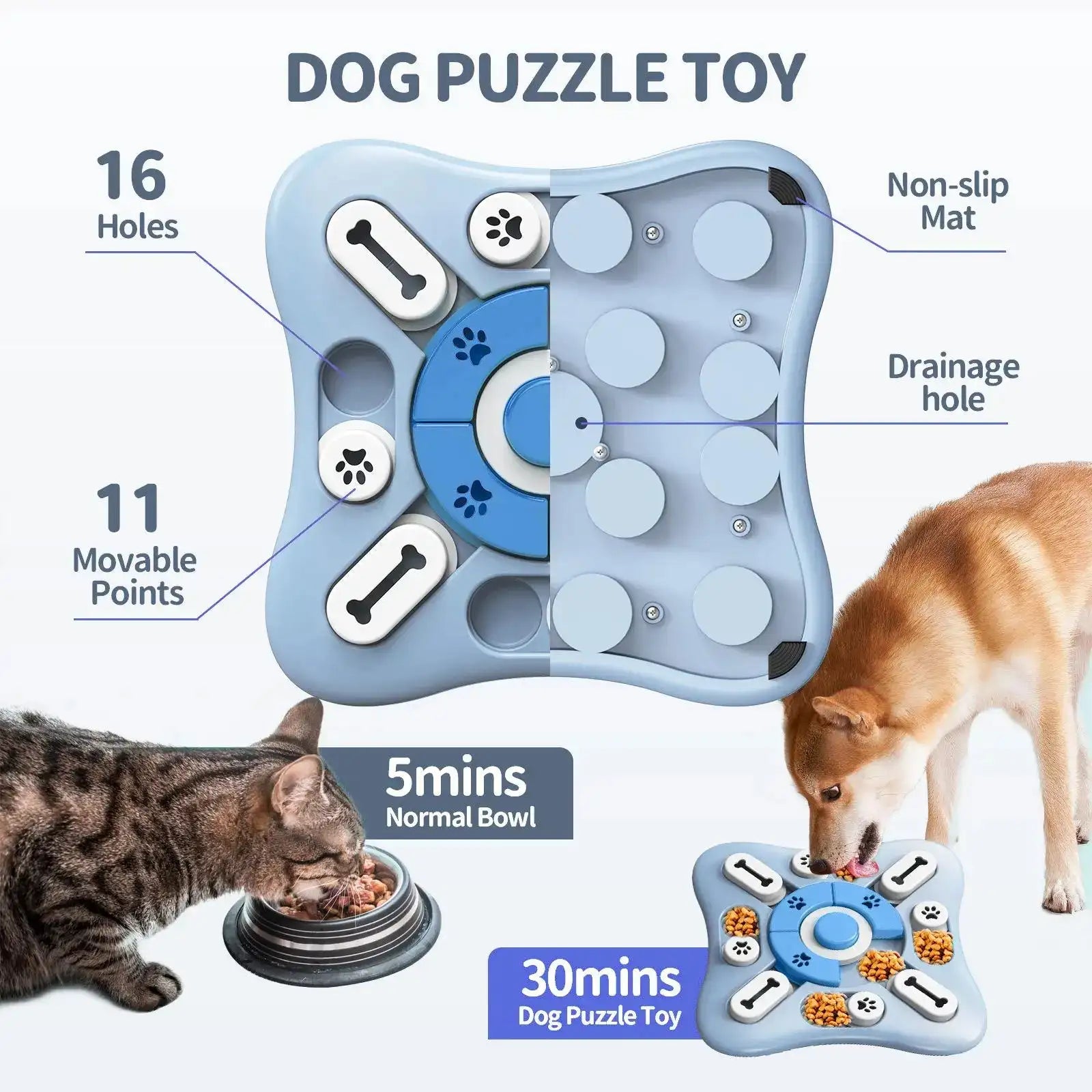 Interactive Slow Feeder Dog Puzzle Toy - Mental Stimulation IQ Game with Squeaker & Non-Slip Food Dispenser