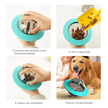 2-in-1 Flying Disc & Slow Feeder Puzzle Toy for Dogs/Cats - IQ Training, Anti-Choke, Durable Chew