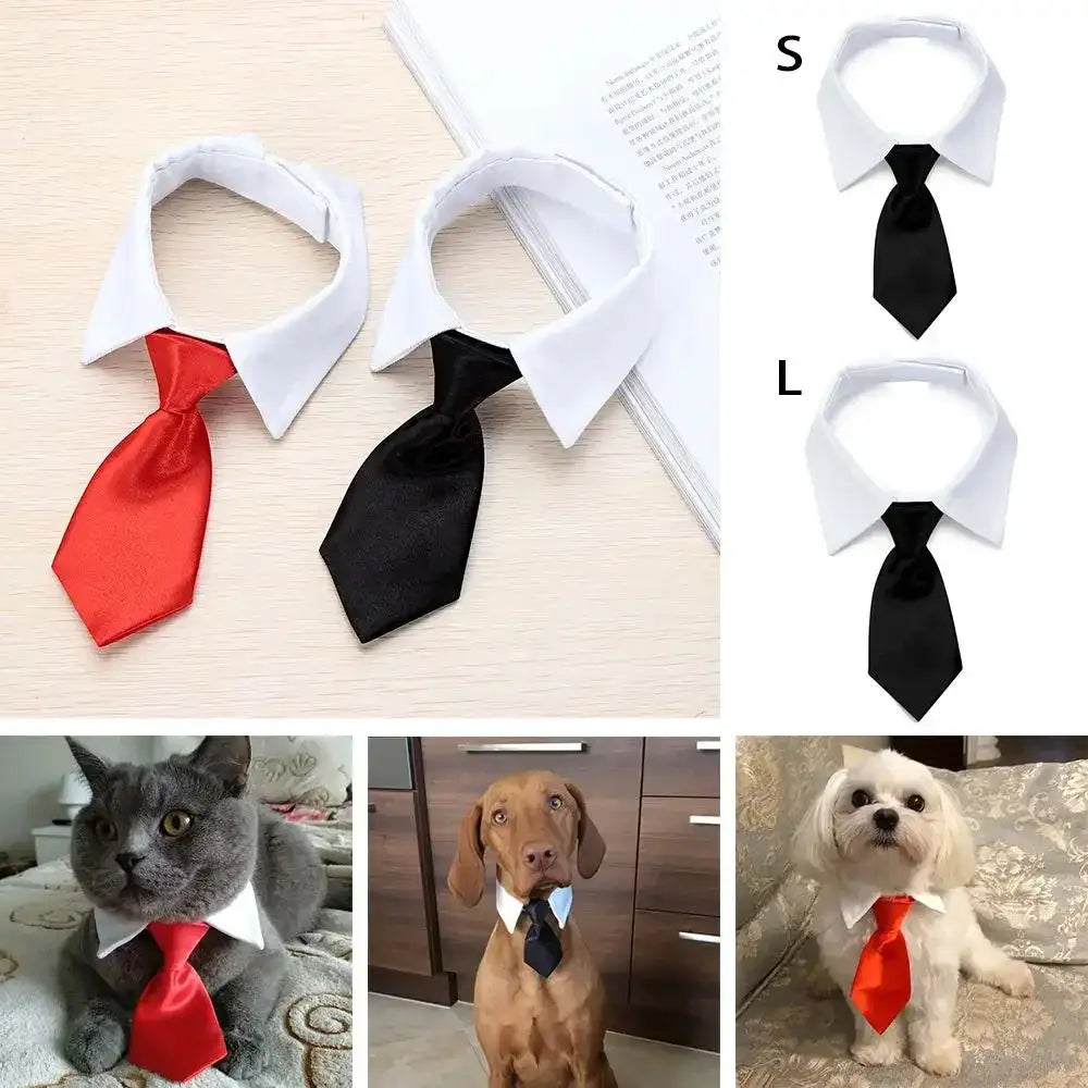 Elegant Pet Necktie Tuxedo Bow Tie - Black & Red Collar for Dogs & Cats - Perfect for Weddings, Holidays & Parties