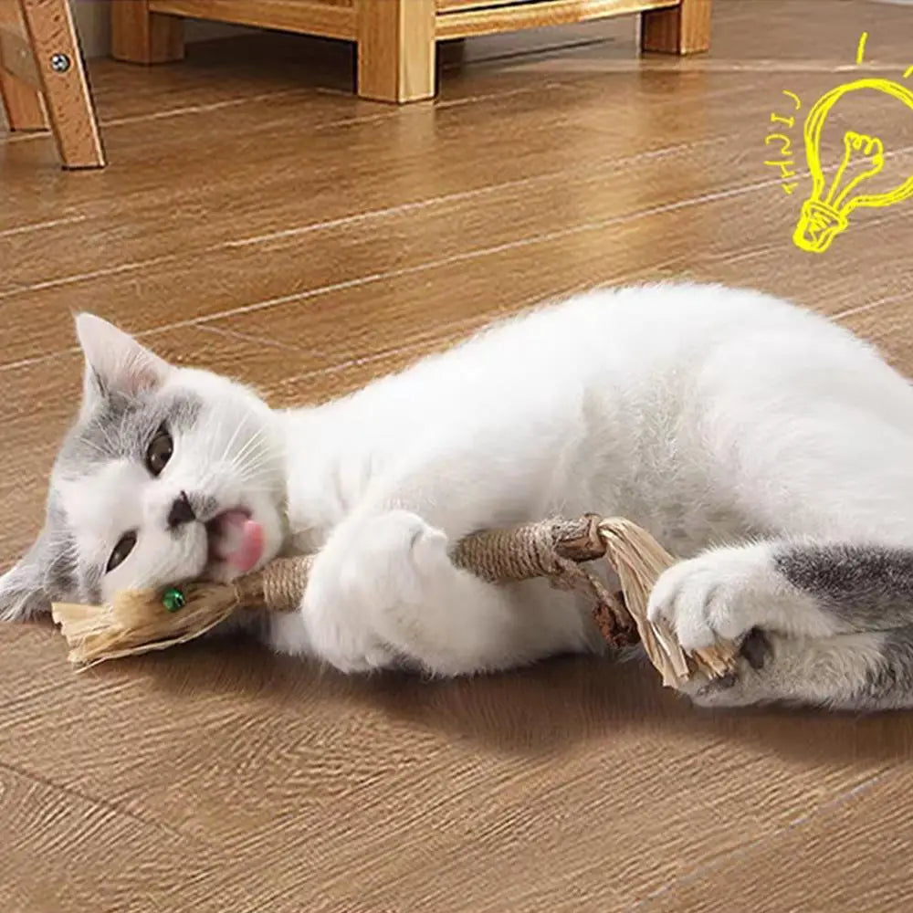 22cm Silvervine & Catnip Dental Chew Stick - Sisal Cat Scratching Toy for Teeth Cleaning & Training