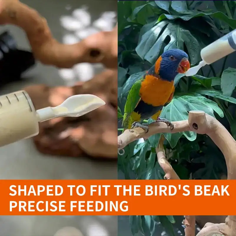 Bird Parrot Feeder Spoon with Manual Syringe - Soft Feeding Tubes for Baby Bird Milk and Medicine