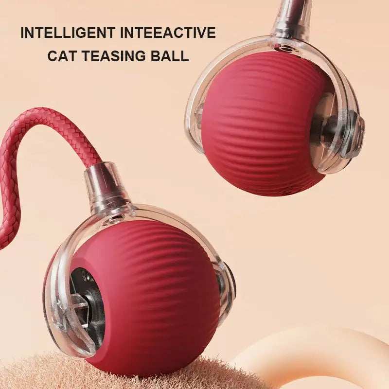 Self-Rolling Cat Toy Ball - Interactive Plush Teaser with Motion