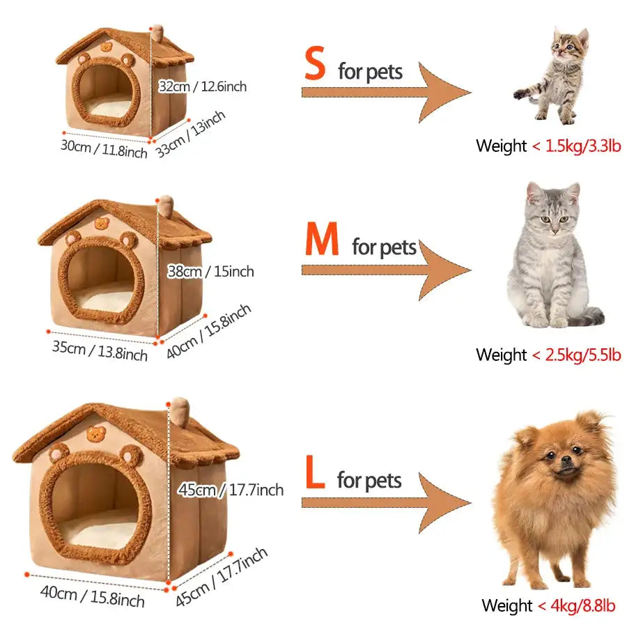 Foldable Pet House – Removable & Washable Cat House and Puppy Cave Sofa for Extra Small Dogs & Small to Medium Cats!