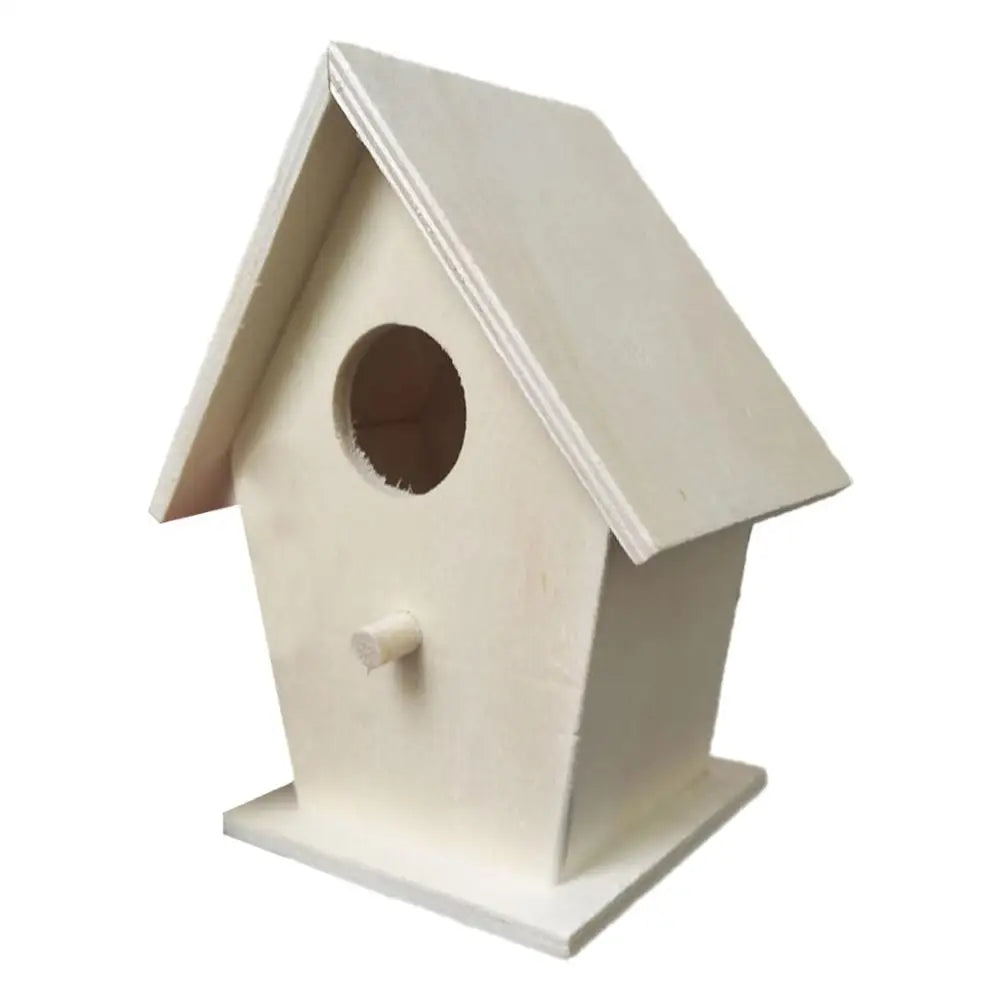 White birdhouse with a circular entrance on a white background