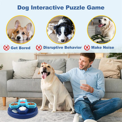 Adjustable IQ Puzzle Feeder: 3-in-1 Mental Stimulation Toy for Dogs - Slow Feeder, Treat Dispenser, Boredom Buster
