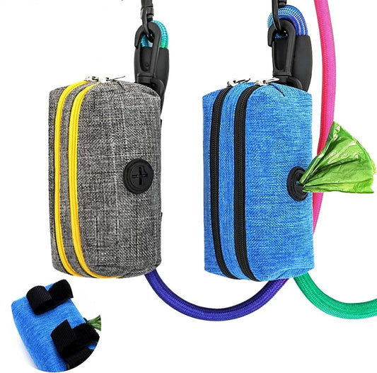 2-in-1 Hands-Free Poop Bag Dispenser w/Leash Clip & Storage Pocket - Waterproof