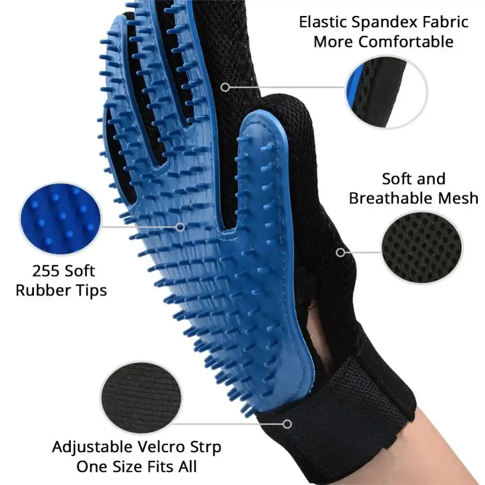 2-in-1 Deshedding & Massage Grooming Glove for Cats/Dogs - Pet Hair Removal Mitt
