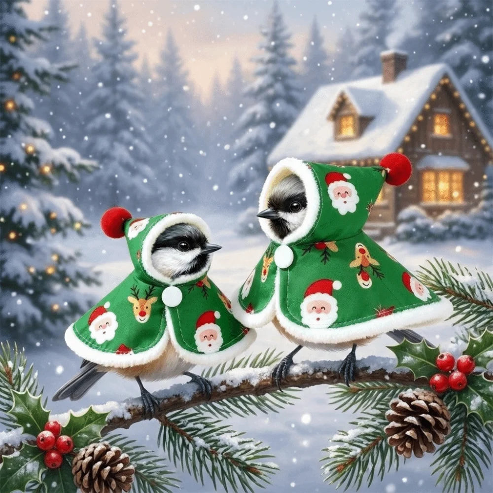 Thickened Christmas Parrot Cape – Windproof Warm Santa Claus Parrot Coat, Snap Fastening, Comfortable Bird Cold Weather Gear