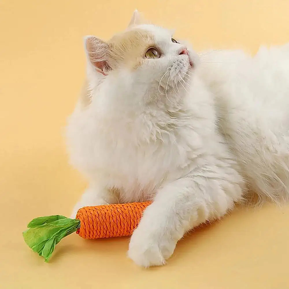 Carrot Chew Toy with Bell - Bite-Resistant Paper Rope for Cats & Kittens