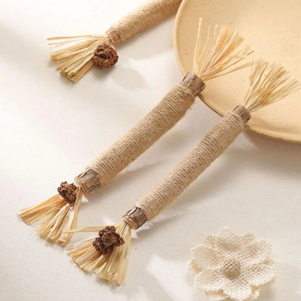 22cm Silvervine & Catnip Dental Chew Stick - Sisal Cat Scratching Toy for Teeth Cleaning & Training