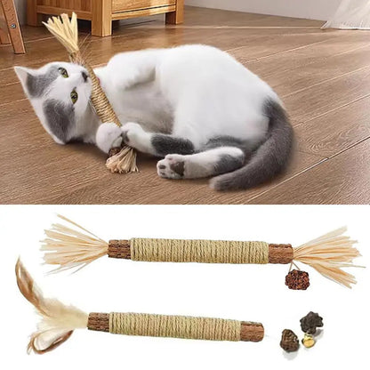 22cm Silvervine & Catnip Dental Chew Stick - Sisal Cat Scratching Toy for Teeth Cleaning & Training