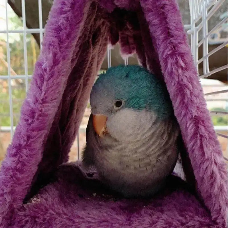Cozy Plush Bird Hammock Tent – Fashionable Sleeping Cave for Parrots & Small Birds