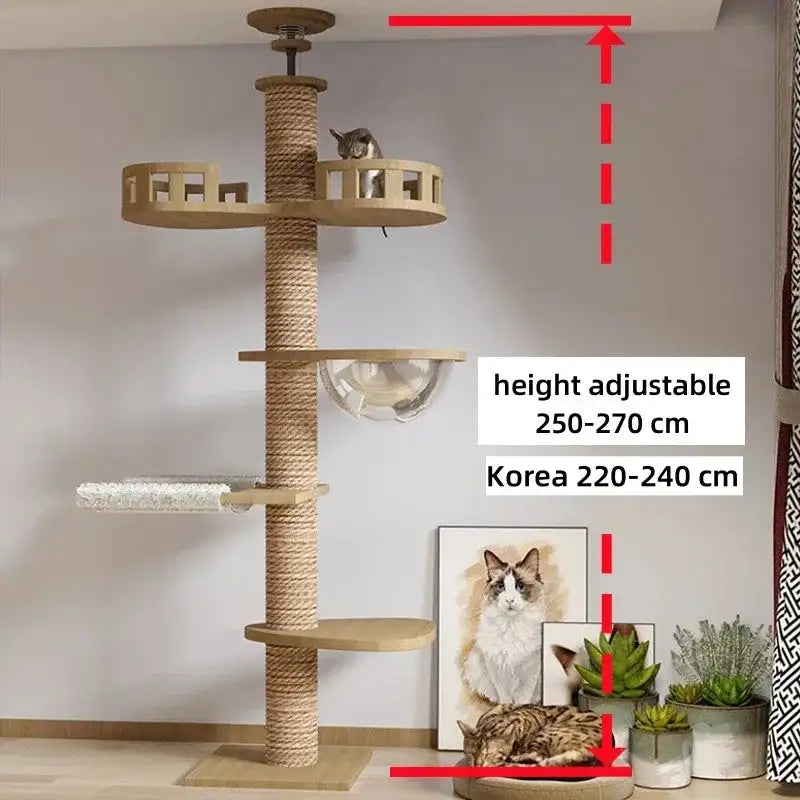 🐾 Adjustable Cat Tree House – 5-Level Floor-to-Ceiling Cat Tower with Scratching Posts, Hammock & Condo for Happy Cats 🏠✨